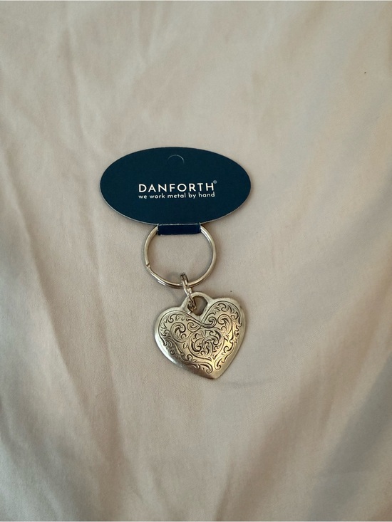 Other - Danforth Silver-Tone Heart Keychain with Filigree Design